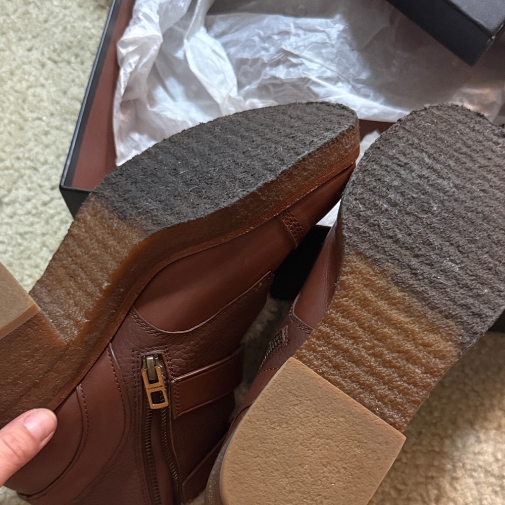 Coach Women's Tan Leather Boots - Picture 2 of 9